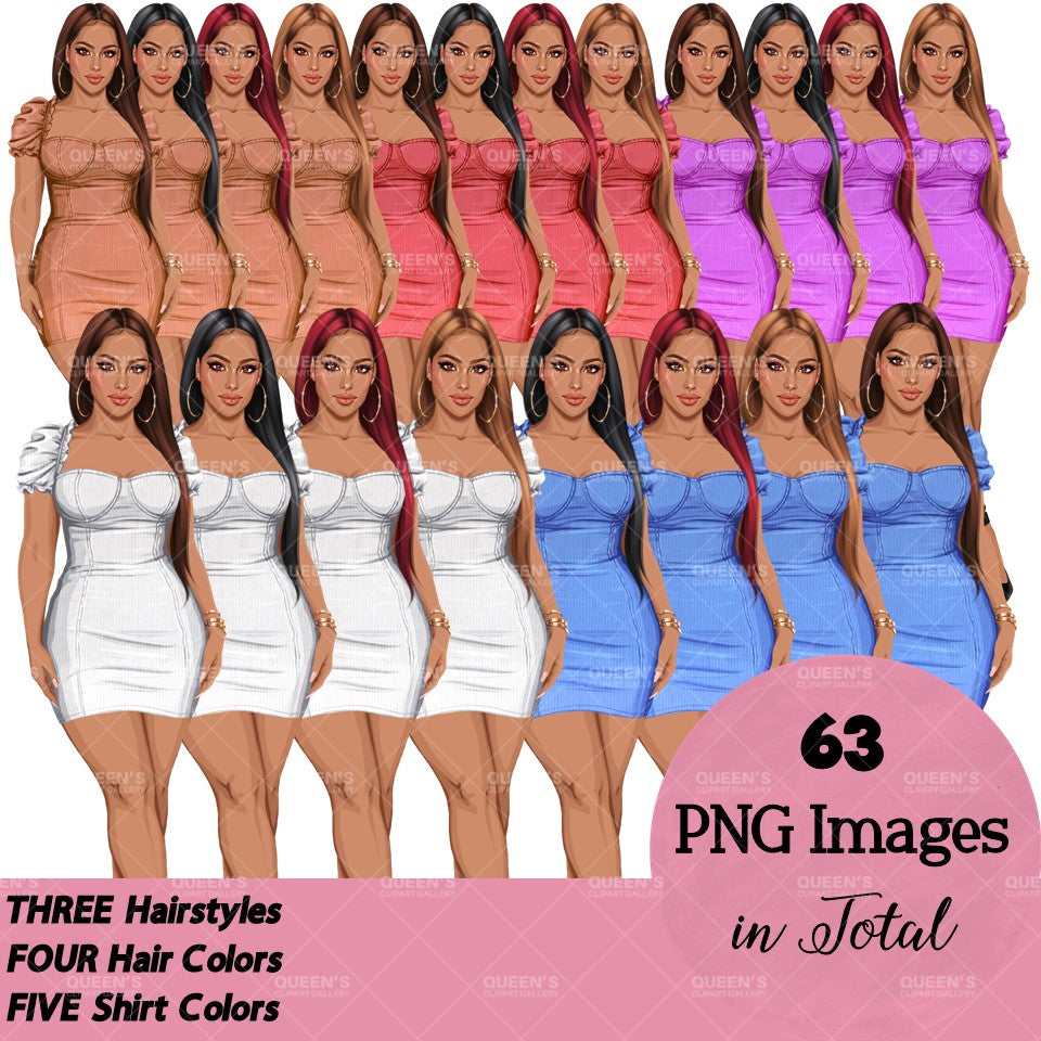 Girl boss, Lady boss, Afro girl clipart, Fashion girl clipart, Fashion illustration clipart, Curvy girl, Woman in dress, African American woman