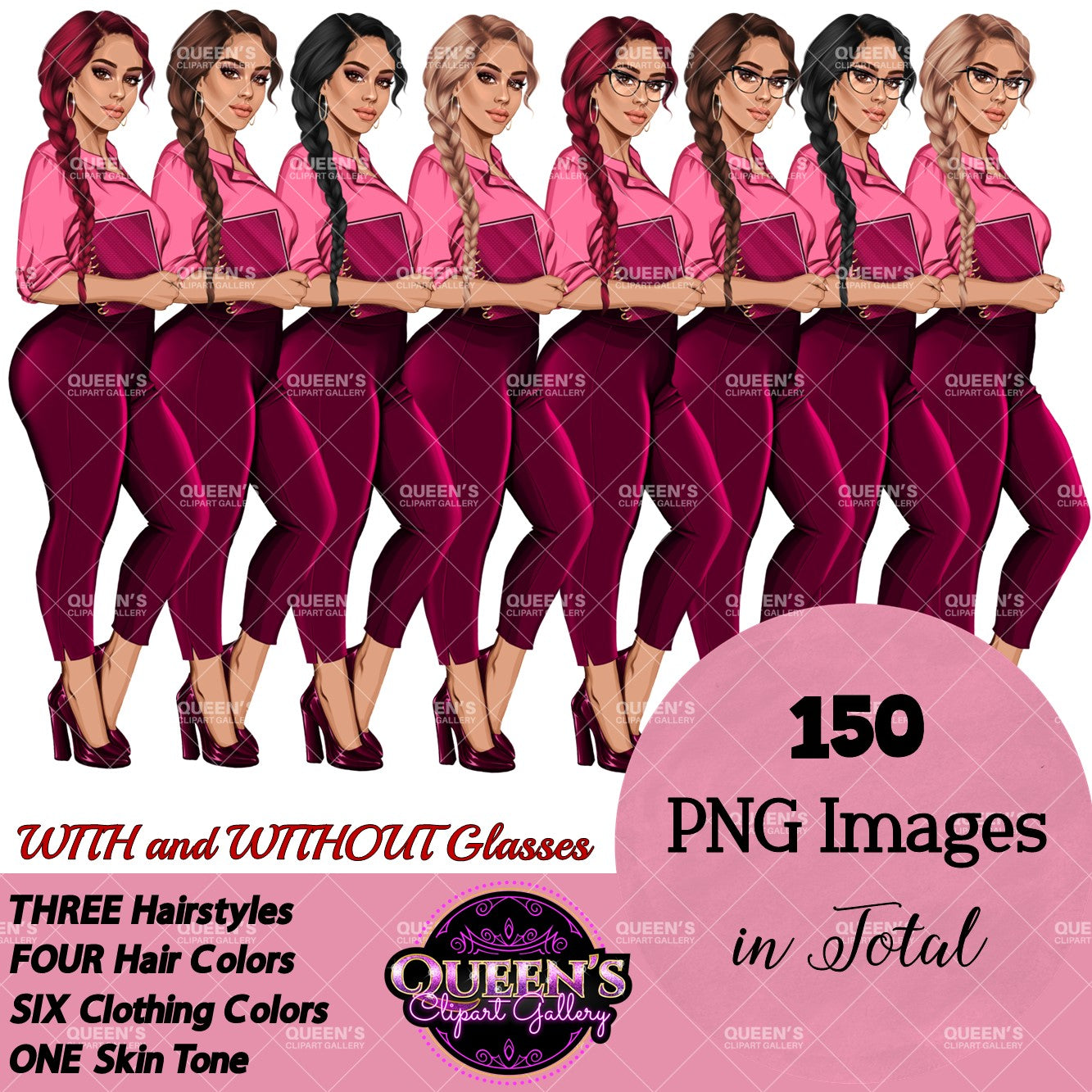 Planner girl clipart, Lady boss clipart, Afro girl clipart, Fashion girl clipart, Teacher clipart, Black girl magic, African American woman