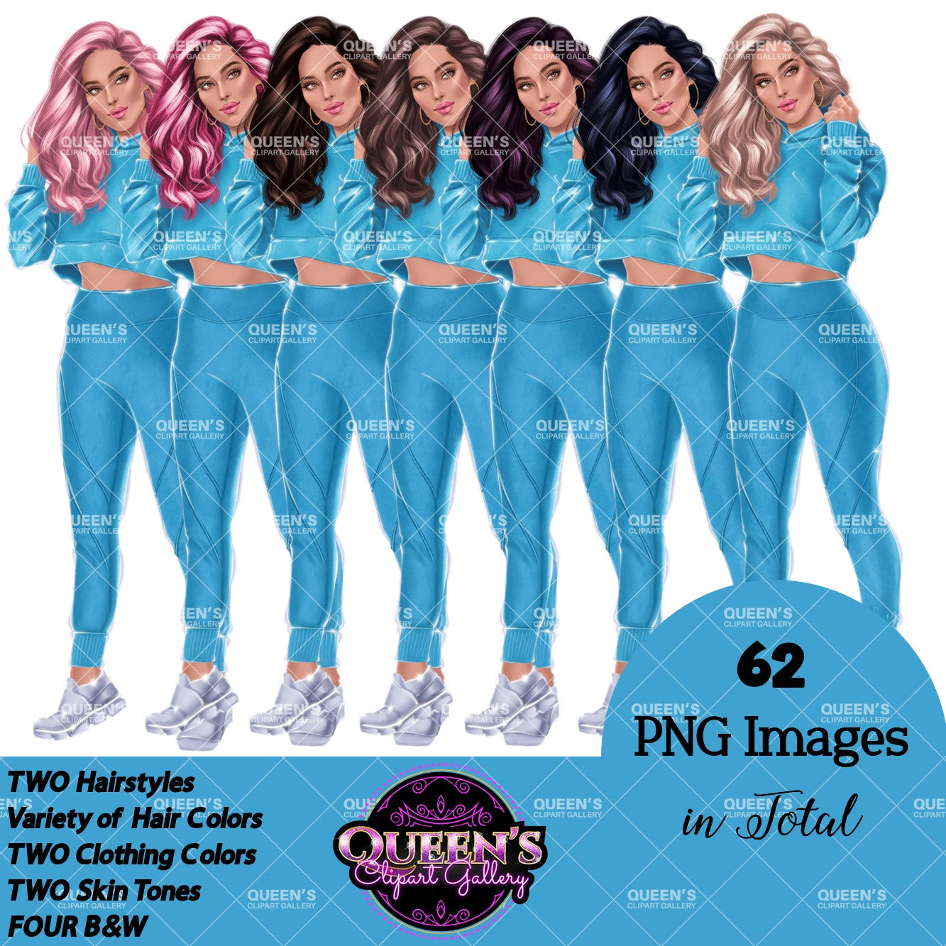 Fitness Graphics, Gym Girl, Sport Girl Clipart, Woman workout, Curvy Girl Clipart, Afro Woman, Fashion Girl, Fashion Illustration Clipart