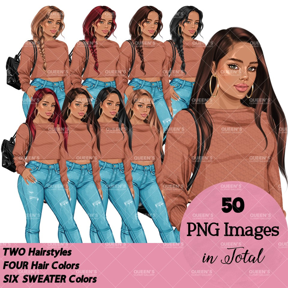 Denim jeans girl, Jeans girl clipart, Teenager clipart, Fashion girl clipart, Fashion illustration, Teen girl clipart, Denim Girl Clipart