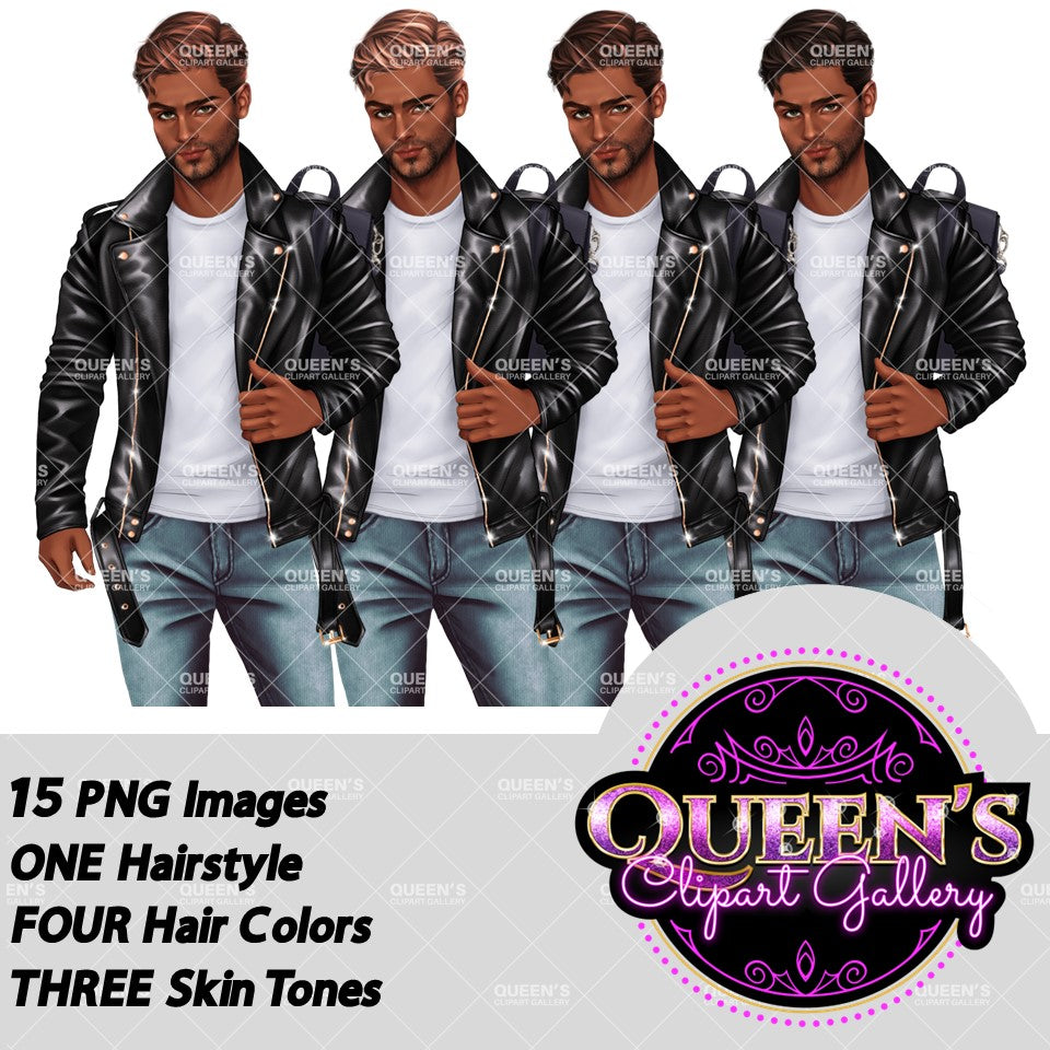 Man clipart, Boyfriend clipart, Man in leather jacket clipart, Boy clipart, Male clipart, White man clipart, Cute Guy Clipart, Husband