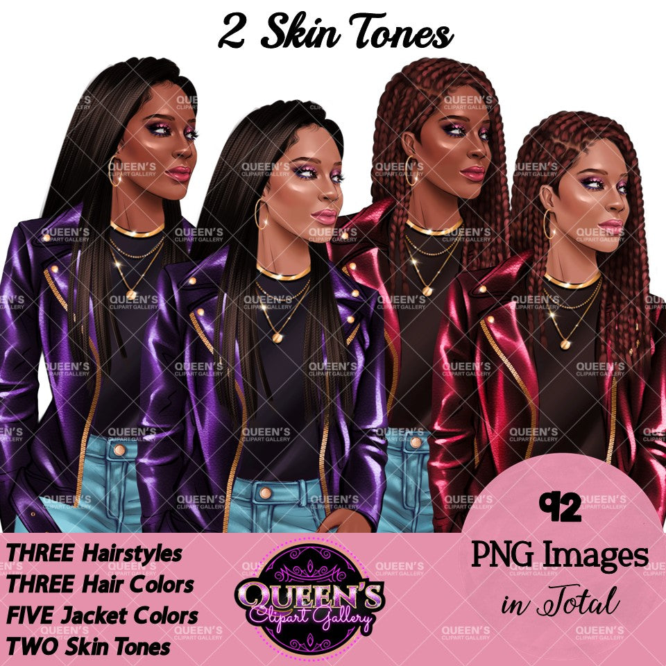 Denim girl clipart, Curvy girl clipart, Fashion girl clipart, Jeans Girl Clipart, African American clipart, Afro girl, Black girl magic