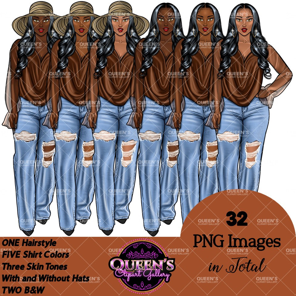 Denim girl clipart, Black girl magic, Fashion girl clipart, African American woman, Afro girl clipart, Girl boss, Fashion illustration, Boss lady