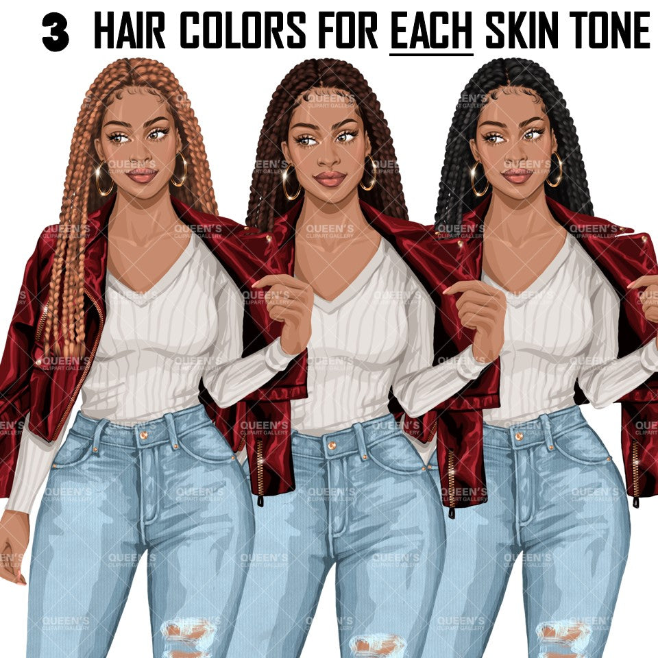 Afro Girl Clipart, Black Girl Magic, Denim Girl Clipart, Black Girl Clipart, Black Woman Clipart, African American Clipart, Fashion Girl