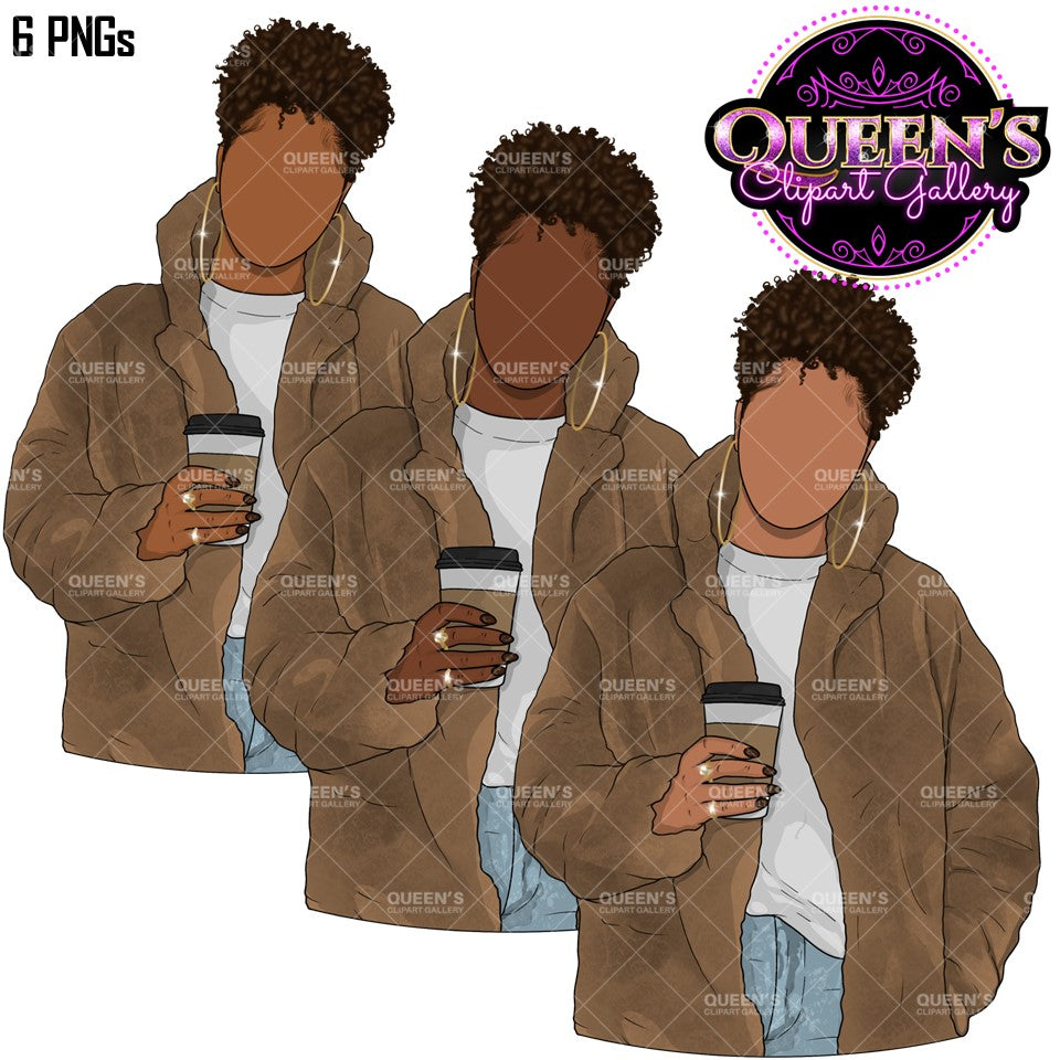 Afro girl clipart, Black woman clipart, Black girl magic, Fashion girl clipart, Woman drinks coffee, Black girl png, Coffee, Starbucks