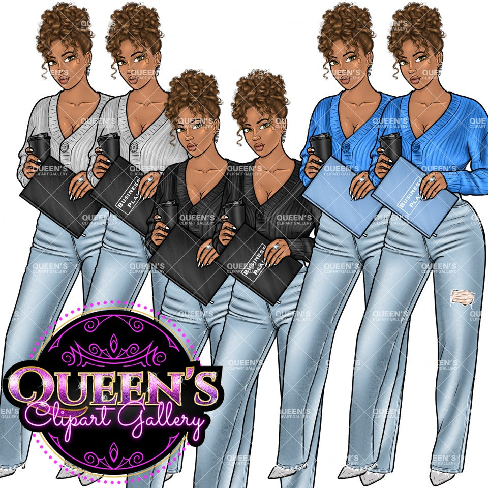 Denim girl clipart, Black girl magic, Fashion girl clipart, African American woman, Afro girl clipart, Girl boss, Fashion illustration, Boss lady