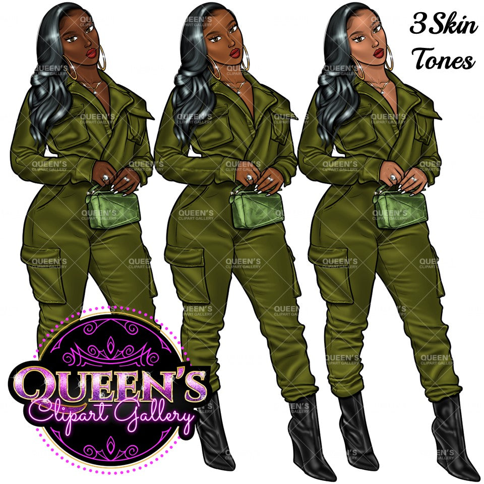 Denim girl clipart, Curvy girl clipart, Fashion girl clipart, Jeans Girl Clipart, African American clipart, Afro girls clipart, Girl Boss