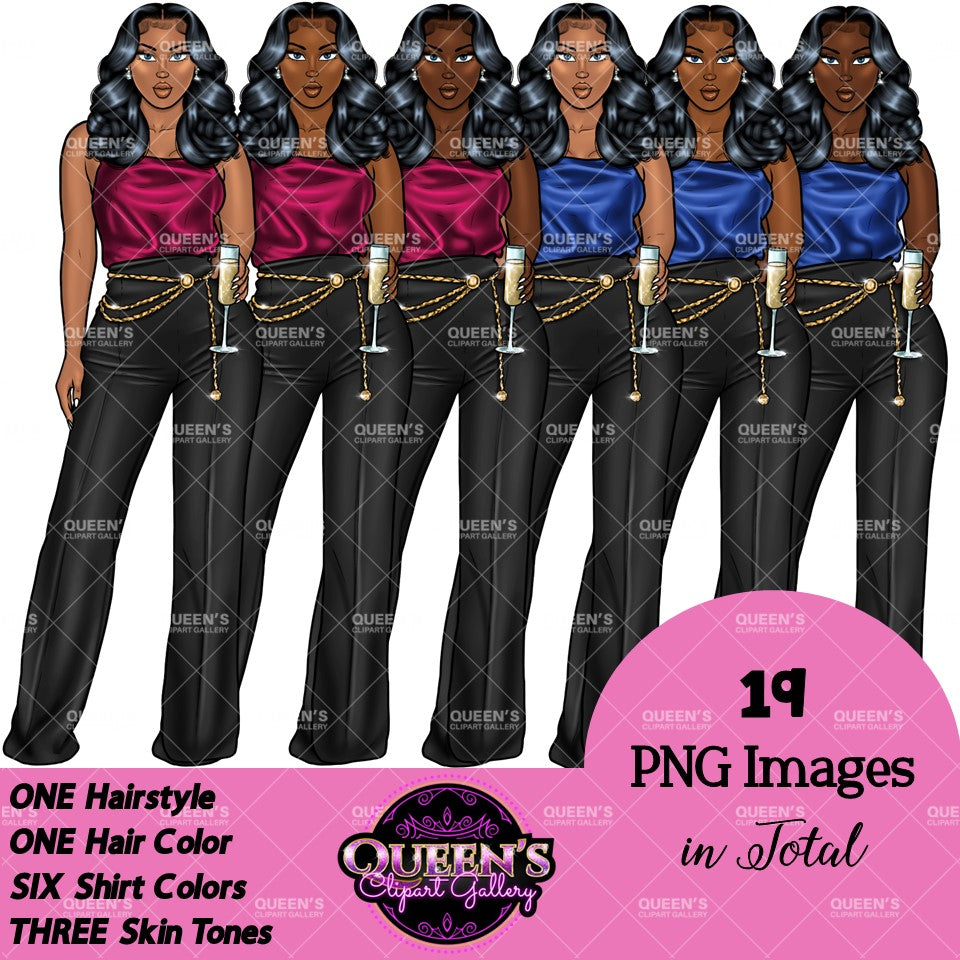 New Year Clipart, Party Clipart, New Years Eve Clipart, New Year, Fashion Clipart, Fashion Lady Clipart, Afro Girl Clipart, Birthday Clipart