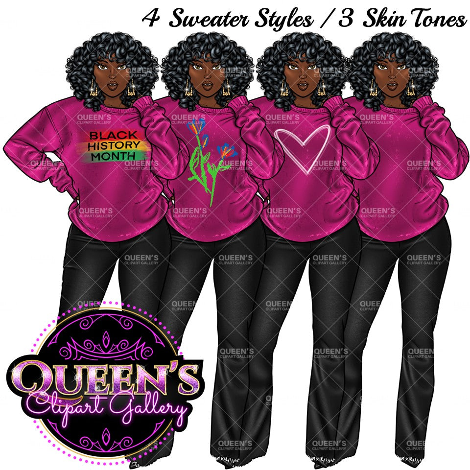 Black History Month Clipart, Denim girl clipart, Black girl magic, Fashion girl clipart, African American woman, Afro girl clipart, Woman Clipart, Girl boss