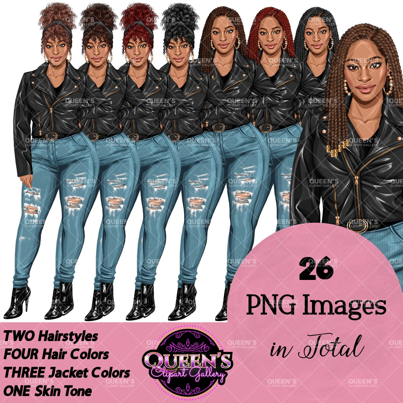 Denim girl clipart, Fashion girl clipart, Jeans girl clipart, Fashion illustration, Curvy girl clipart, Afro girl, African American woman