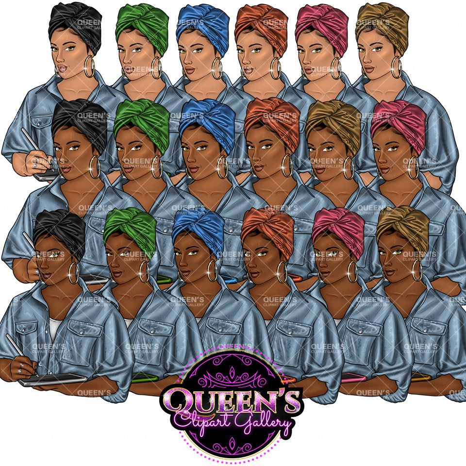 Artist clipart, Technology clipart, Afro girl clipart, Woman on iPad clipart, Black woman clipart, Black girl magic, Fashion girl, Black girl