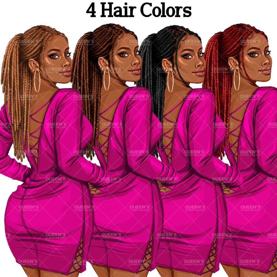 Back view, Red dress, Elegant woman, Fashion girl clipart, Fashion illustration clipart, Black girl magic, Woman in dress, Curvy woman png