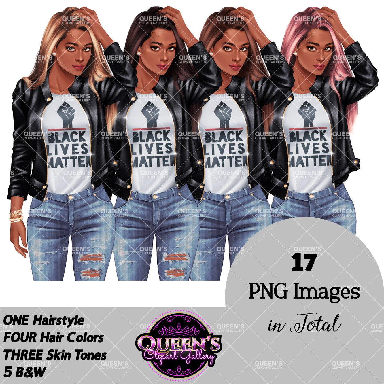 Black Lives Matter clipart, Power girl clipart, Hands up clipart, BLM, Black lives, Juneteenth clipart, Girl Power, Fashion girl clipart, Denim jeans girl