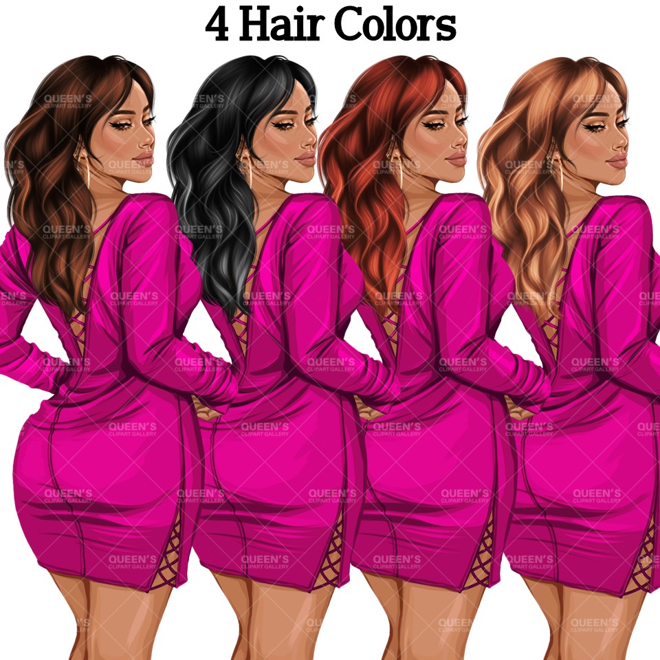 Back view, Red dress, Elegant woman, Fashion girl clipart, Fashion illustration clipart, Woman clipart png, Woman in dress, Curvy woman png