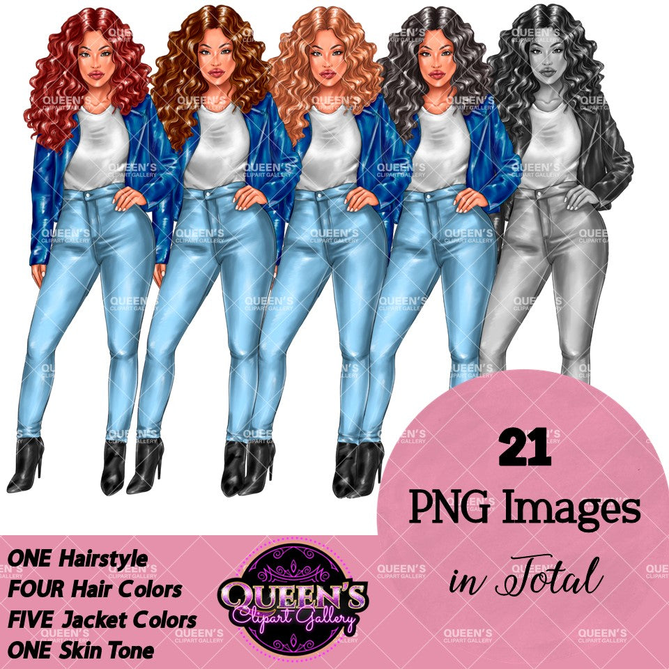 Curvy Denim Girl, Jeans Girl Clipart, Curvy girl, Woman clipart, Fashion girl clipart, Girl boss clipart, Fashion woman, Fashion illustration