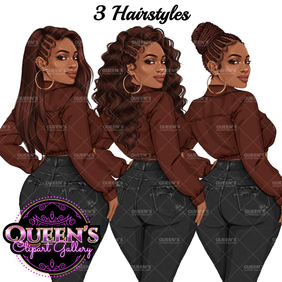 Denim Jeans Girl, Jeans Girl, Afro Girl Clipart, Fashion Girl Clipart, Jeans Girl Clipart, Black Girl Clipart, PNG Sublimation, Fashion Girl