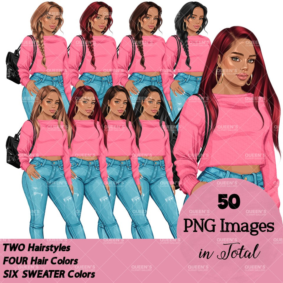 Denim jeans girl, Jeans girl clipart, Teenager clipart, Fashion girl clipart, Fashion illustration, Teen girl clipart, Denim Girl Clipart