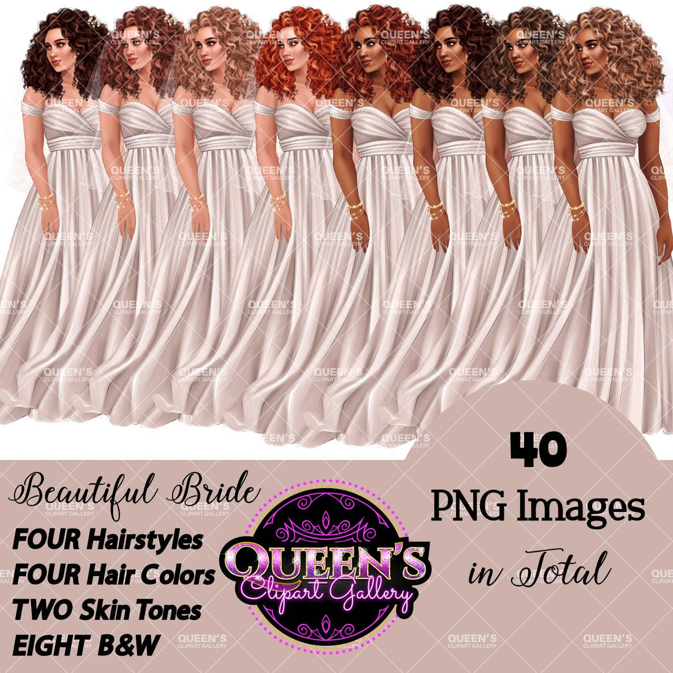 Wedding Clipart, Bride Clipart, Marriage Clipart, Wedding Elements, Fashion Girl, Love Clipart, Wedding Day Clipart, Bridal Gowns Clipart