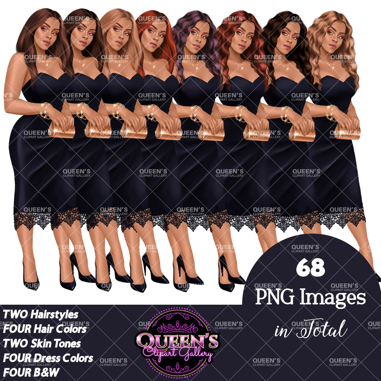Woman in Red Dress, Lady boss, Woman clipart, Fashion girl clipart, Fashion illustration clipart, Curvy girl, Woman in dress, Fashion woman
