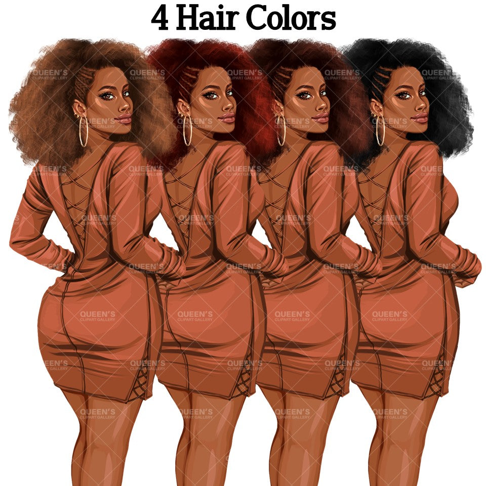 Back view, Red dress, Elegant woman, Fashion girl clipart, Fashion illustration clipart, Black girl magic, Woman in dress, Curvy woman png