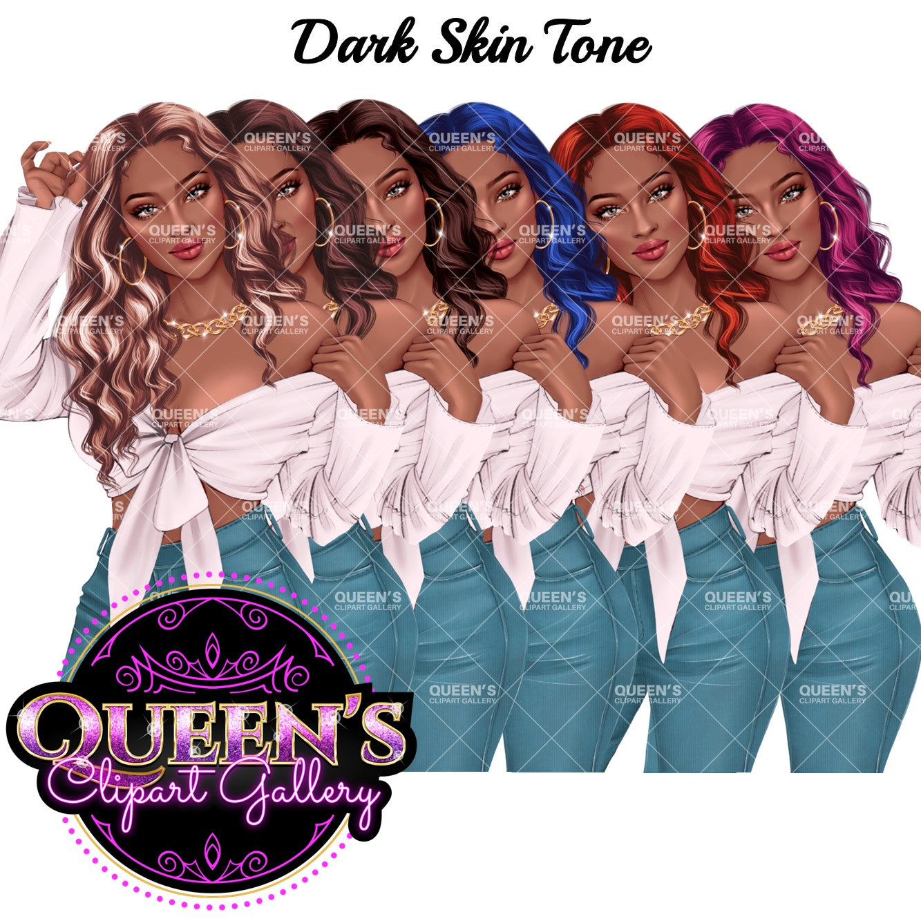 Denim jeans girl, Jeans girl clipart, Fashion girl clipart, Afro girl clipart, Lady boss, Denim girl, Summer girl, Fashion illustration