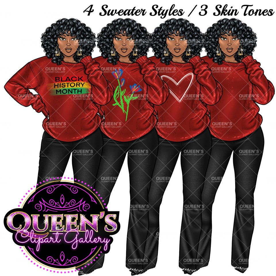 Black History Month Clipart, Denim girl clipart, Black girl magic, Fashion girl clipart, African American woman, Afro girl clipart, Woman Clipart, Girl boss