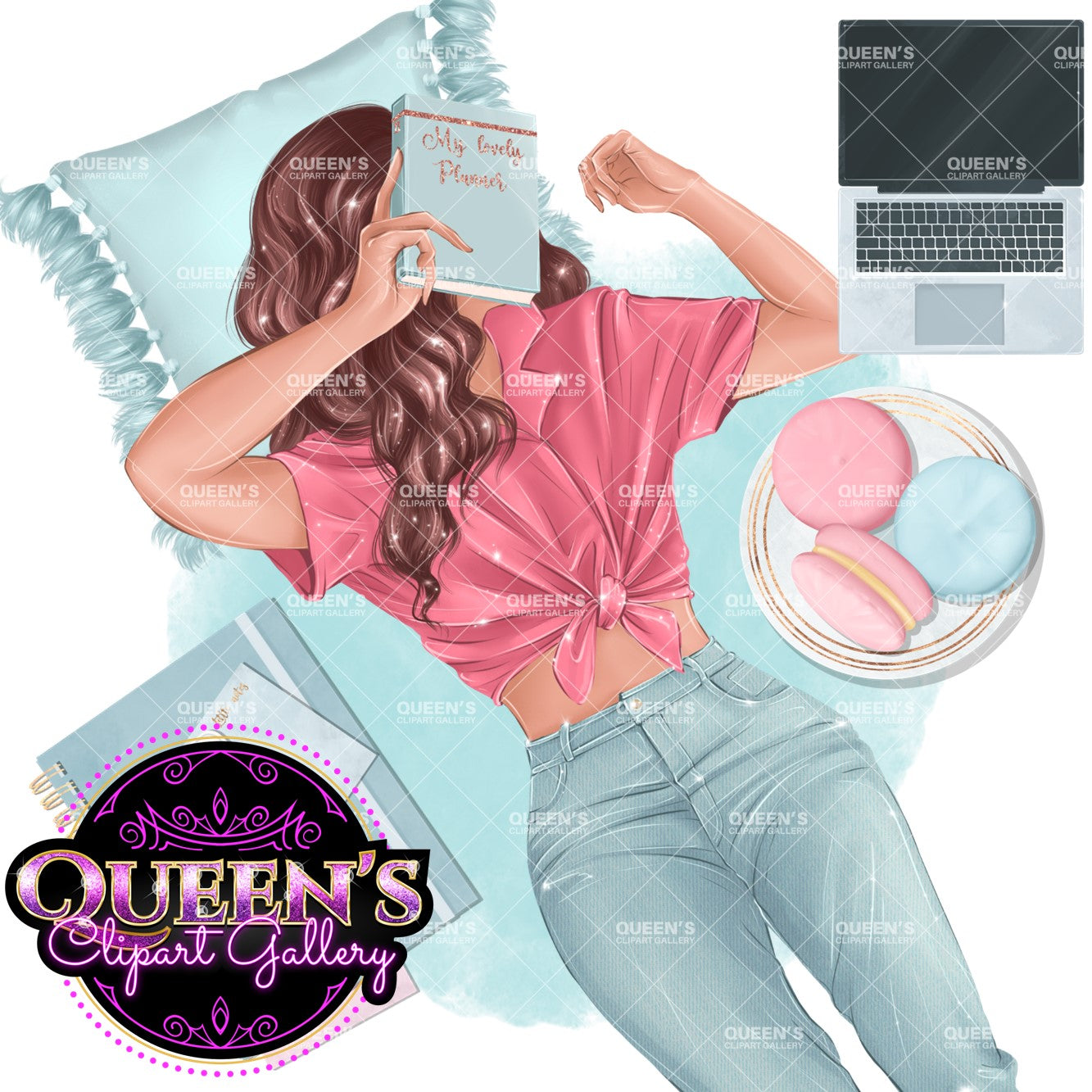 Planner Girl, Fashion Accessories, l Love Books Clipart, Bookworm, Fashion Clipart, Bookish Illustration, Planner Clipart, Booklover Clipart