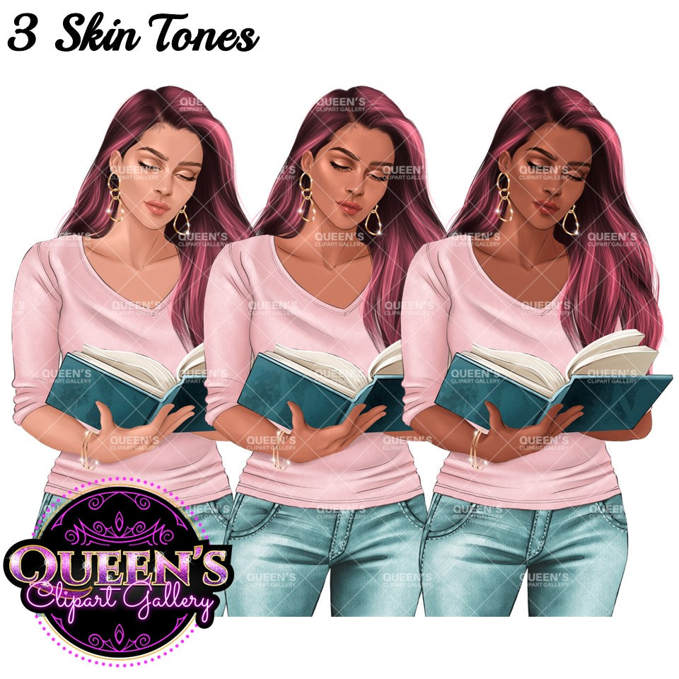 l Love Books Clipart, Bookworm Life, Booklover girl, Reading girl, Reading woman, Bookish Illustration, Planner Clipart, Booklover Clipart
