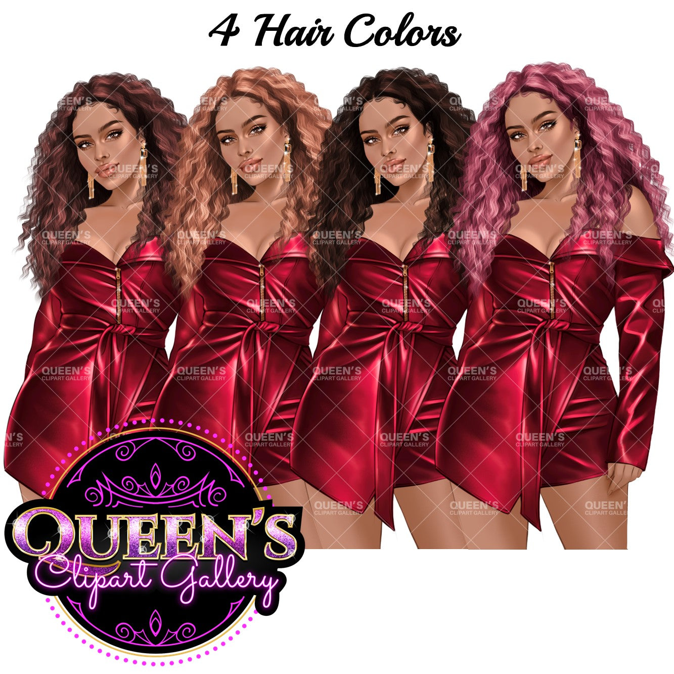 Woman in Red Dress, Fashion Girl Planner, Fashion Stickers, Fashion Girl, Fashion Illustration, Afro Girl Clipart, Black Girl Magic, Woman