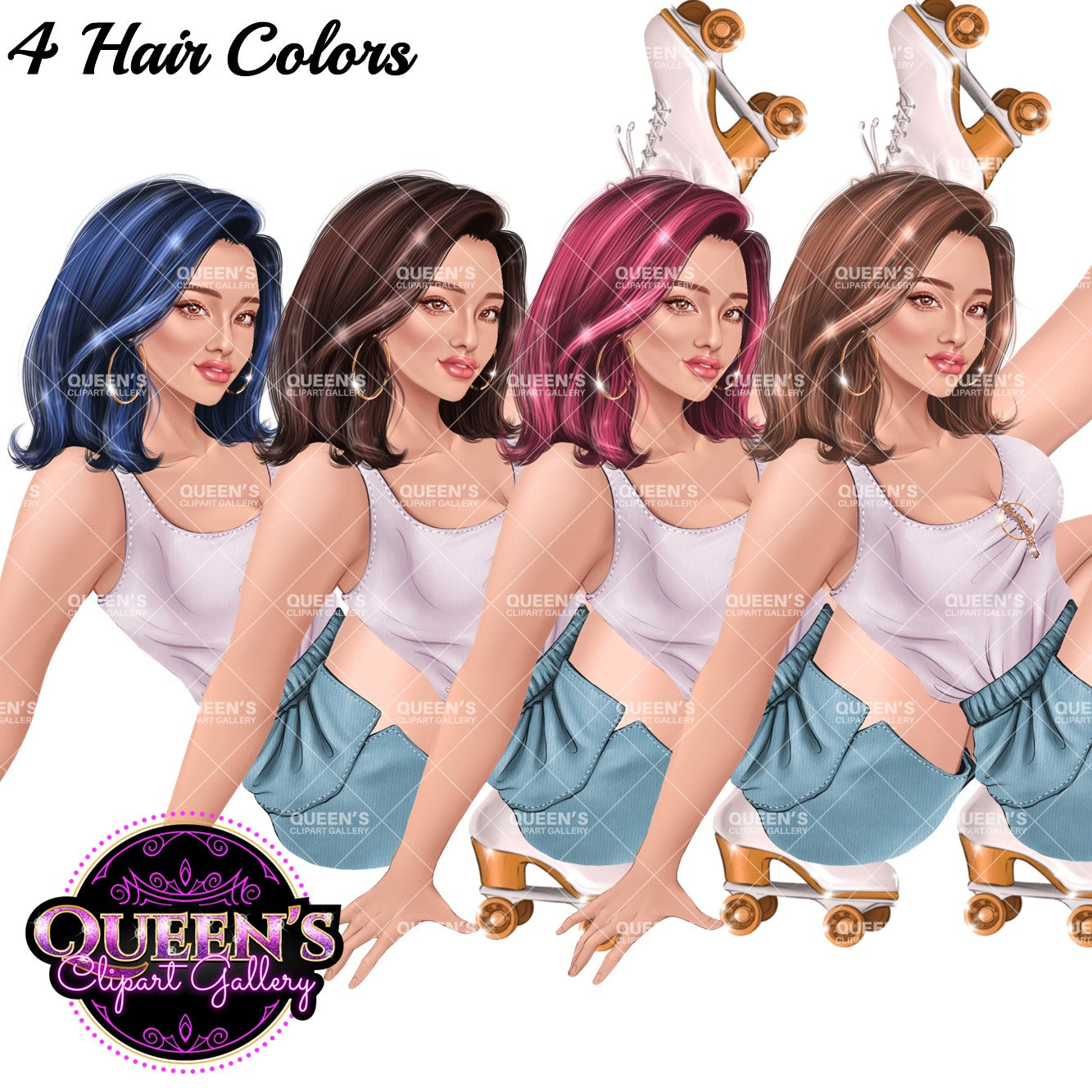 Roller skates clipart, Girl roller skating, Retro roller skates, Fashion girl clipart, Teenager clipart, Skating clipart, Skater girl, Skate