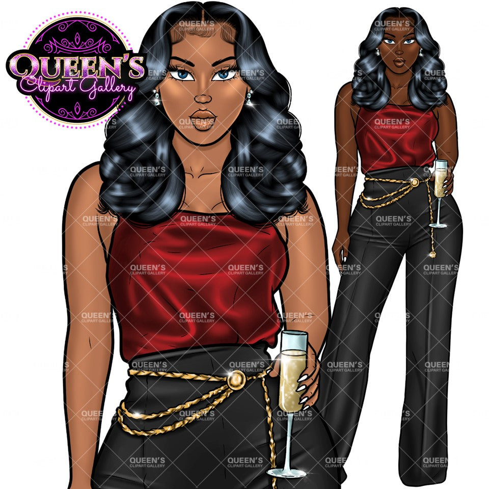 New Year Clipart, Party Clipart, New Years Eve Clipart, New Year, Fashion Clipart, Fashion Lady Clipart, Afro Girl Clipart, Birthday Clipart