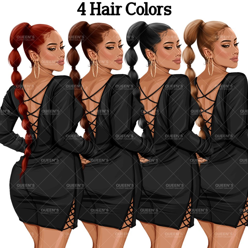 Back view, Red dress, Elegant woman, Fashion girl clipart, Fashion illustration clipart, Woman clipart png, Woman in dress, Curvy woman png