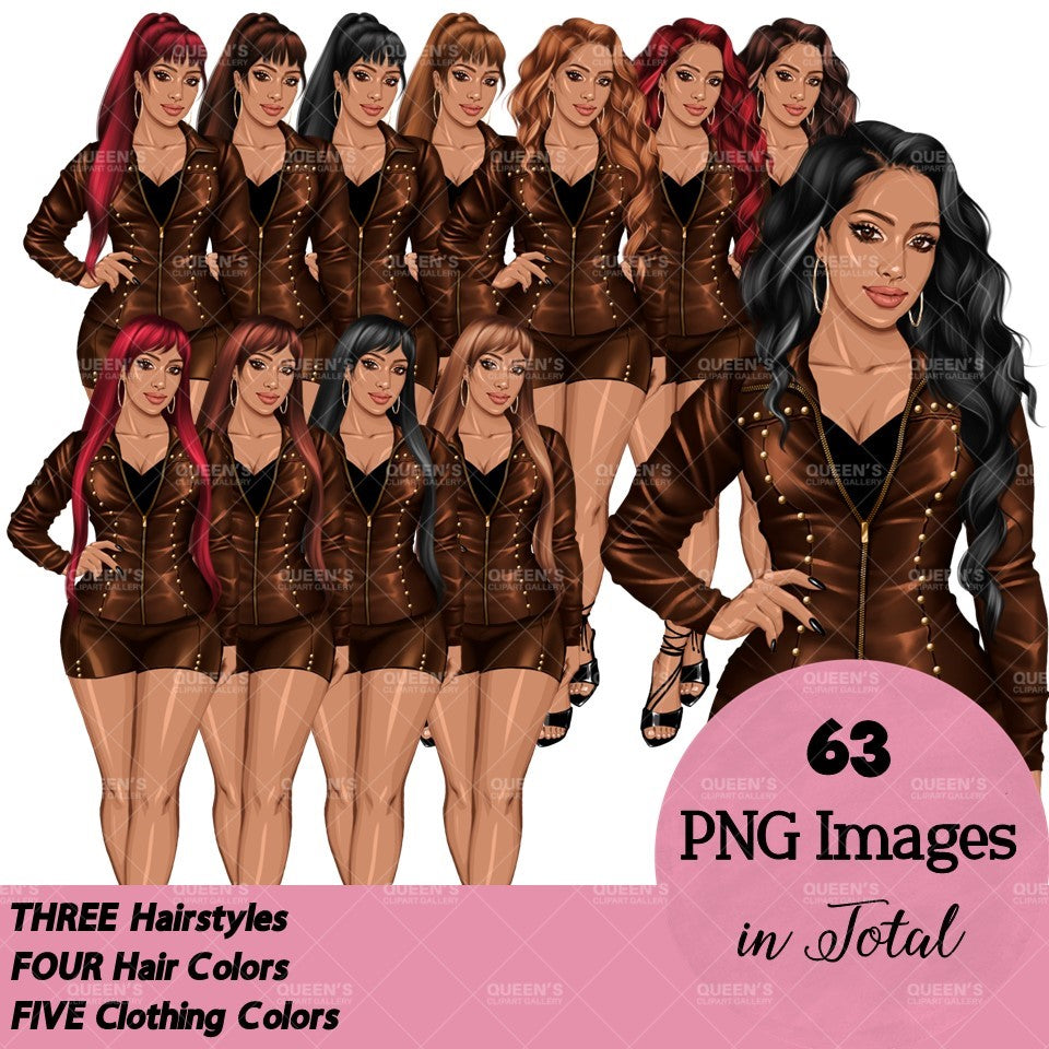 Women in leather clothes, Black girl magic, African American woman, Girl boss, Lady boss, Woman clipart png, Fashion girl clipart, Fashion illustration clipart, Curvy girl clipart