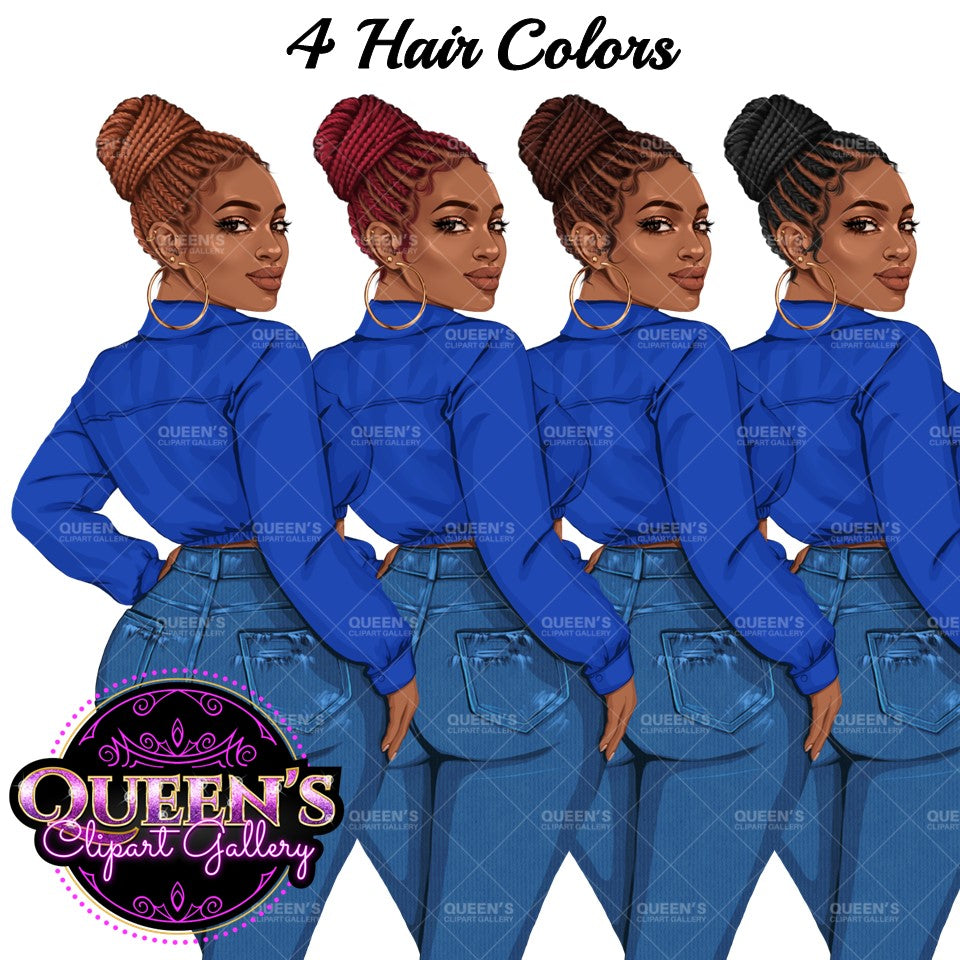 Denim Jeans Girl, Jeans Girl, Afro Girl Clipart, Fashion Girl Clipart, Jeans Girl Clipart, Black Girl Clipart, PNG Sublimation, Fashion Girl