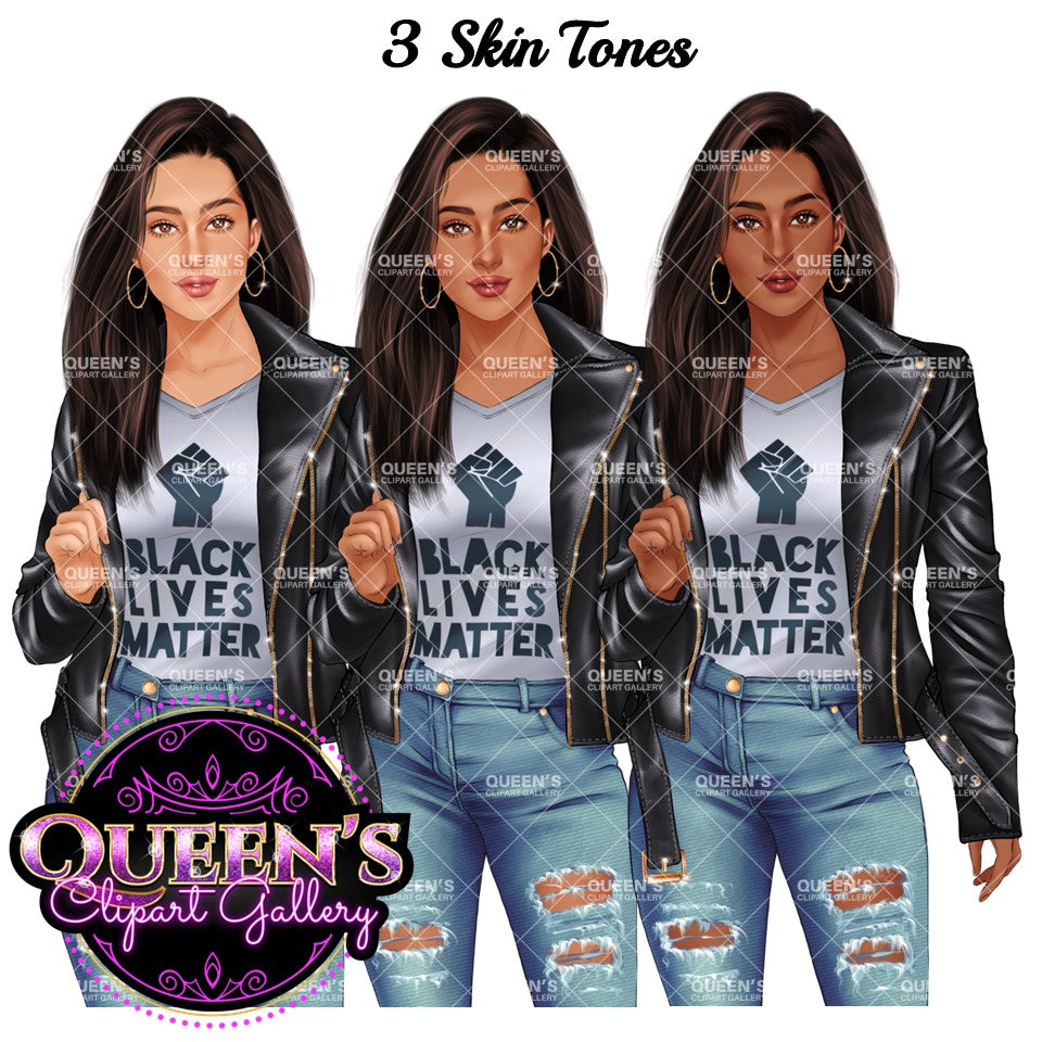 Black Lives Matter clipart, Denim jeans girl, Hands up clipart, BLM, Black lives, Juneteenth clipart, Girl Power, Fashion girl clipart