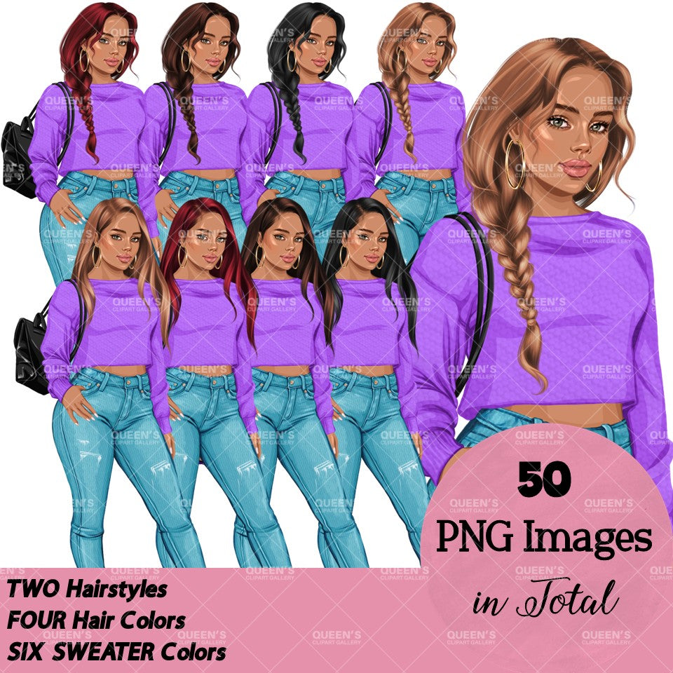 Denim jeans girl, Jeans girl clipart, Teenager clipart, Fashion girl clipart, Fashion illustration, Teen girl clipart, Denim Girl Clipart