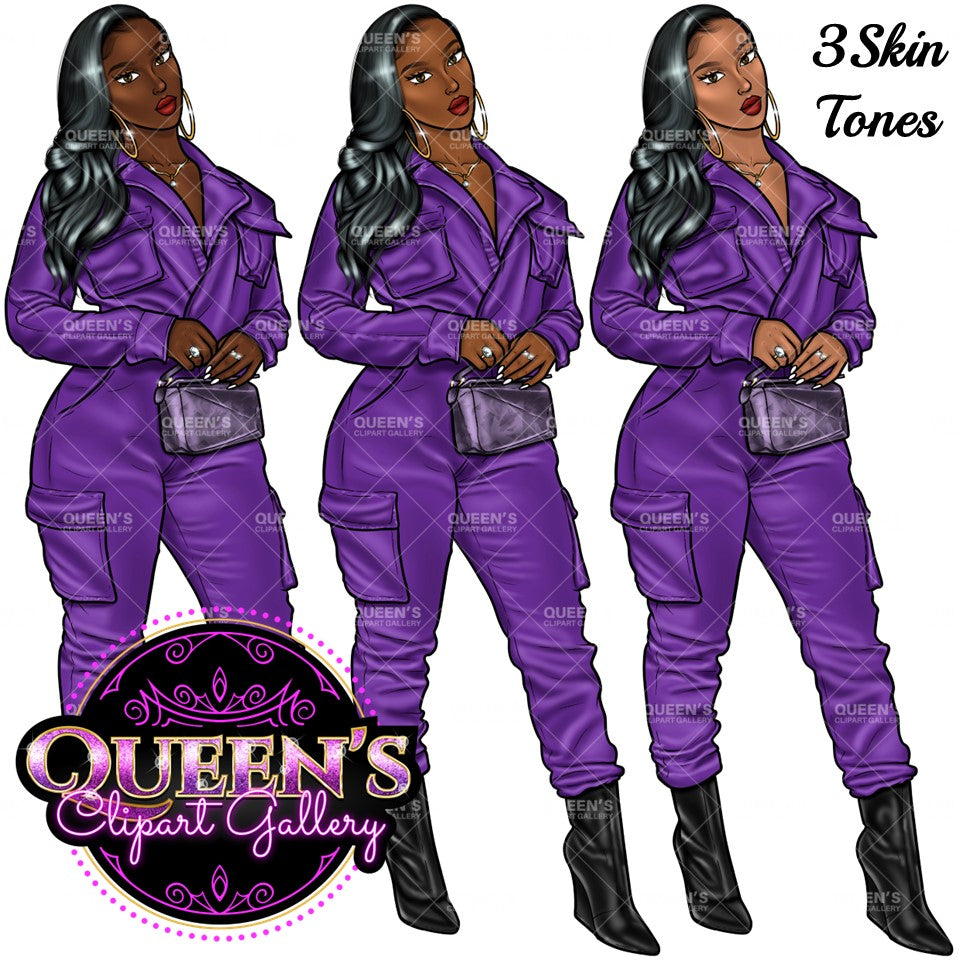Denim girl clipart, Curvy girl clipart, Fashion girl clipart, Jeans Girl Clipart, African American clipart, Afro girls clipart, Girl Boss