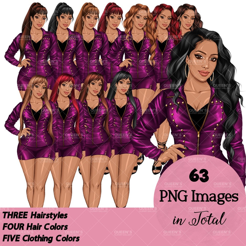 Woman in leather clothes, Girl boss, Lady boss, White clipart woman, Fashion girl clipart, Fashion illustration clipart, Curvy girl