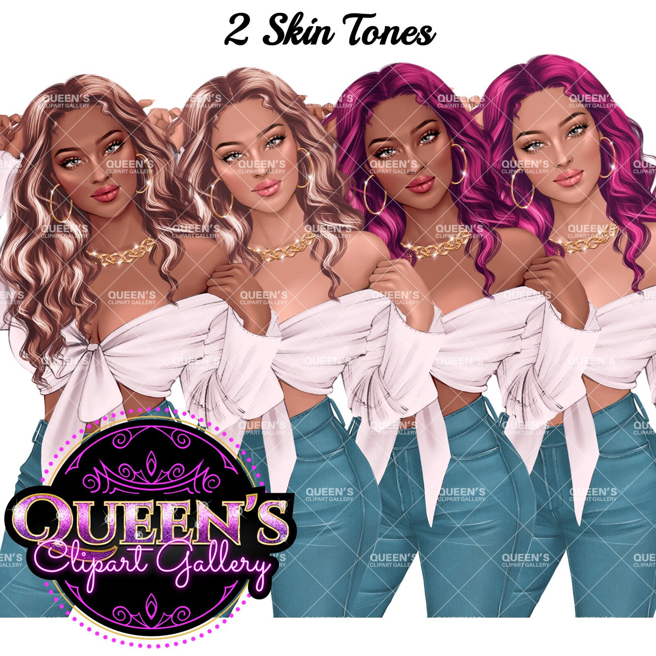 Denim jeans girl, Jeans girl clipart, Fashion girl clipart, Afro girl clipart, Lady boss, Denim girl, Summer girl, Fashion illustration