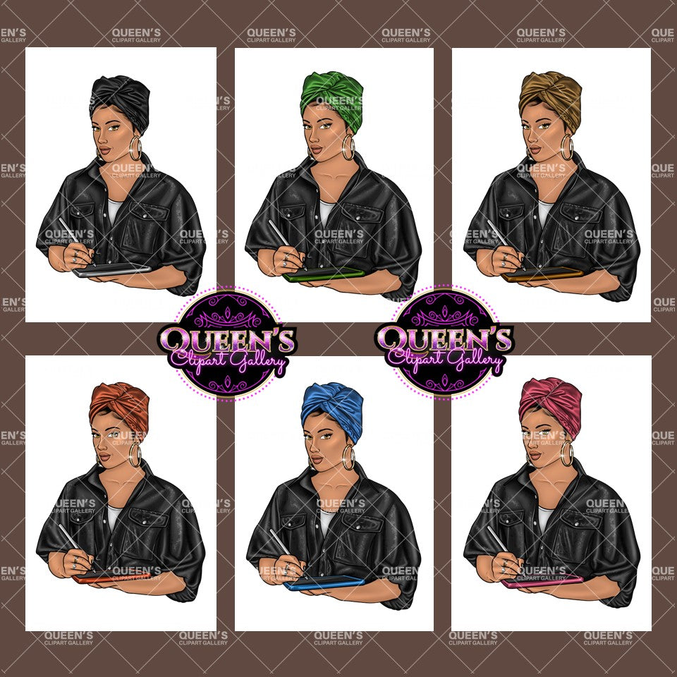 Artist clipart, Technology clipart, Afro girl clipart, Woman on iPad clipart, Black woman clipart, Black girl magic, Fashion girl, Black girl