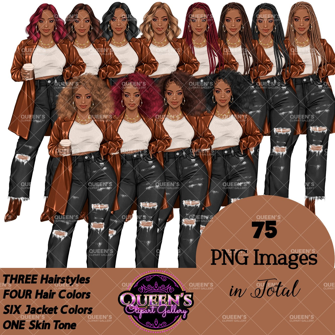 Coffee Girl Clipart, Denim Jeans Girl, Jeans Girl, Afro Girl Clipart, Fashion Girl Clipart, Jeans Girl Clipart, African American Clipart