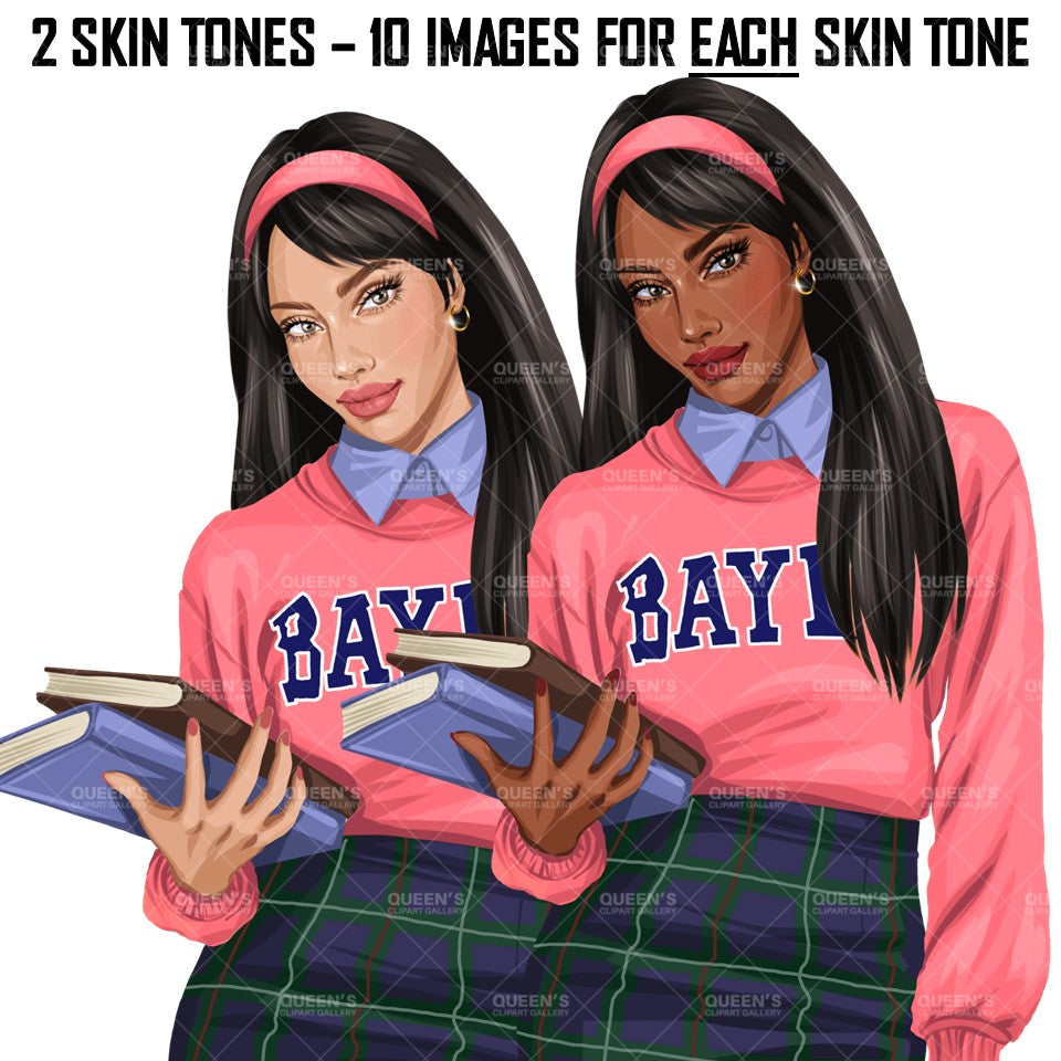 School girl clipart, Fashion girl clipart, Fashion illustration clipart, High school student clipart, Teenager clipart, Woman clipart, Curvy girl png, Girl boss, Planner girl