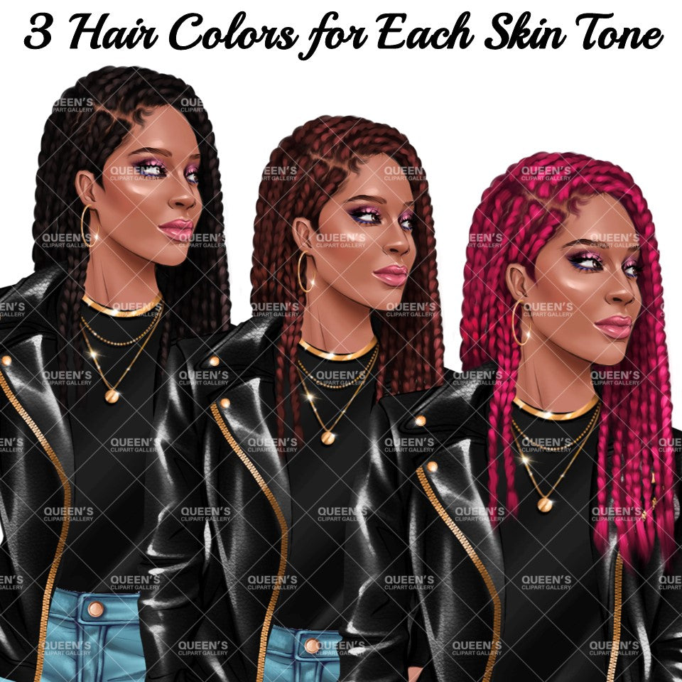 Denim girl clipart, Curvy girl clipart, Fashion girl clipart, Jeans Girl Clipart, African American clipart, Afro girl, Black girl magic