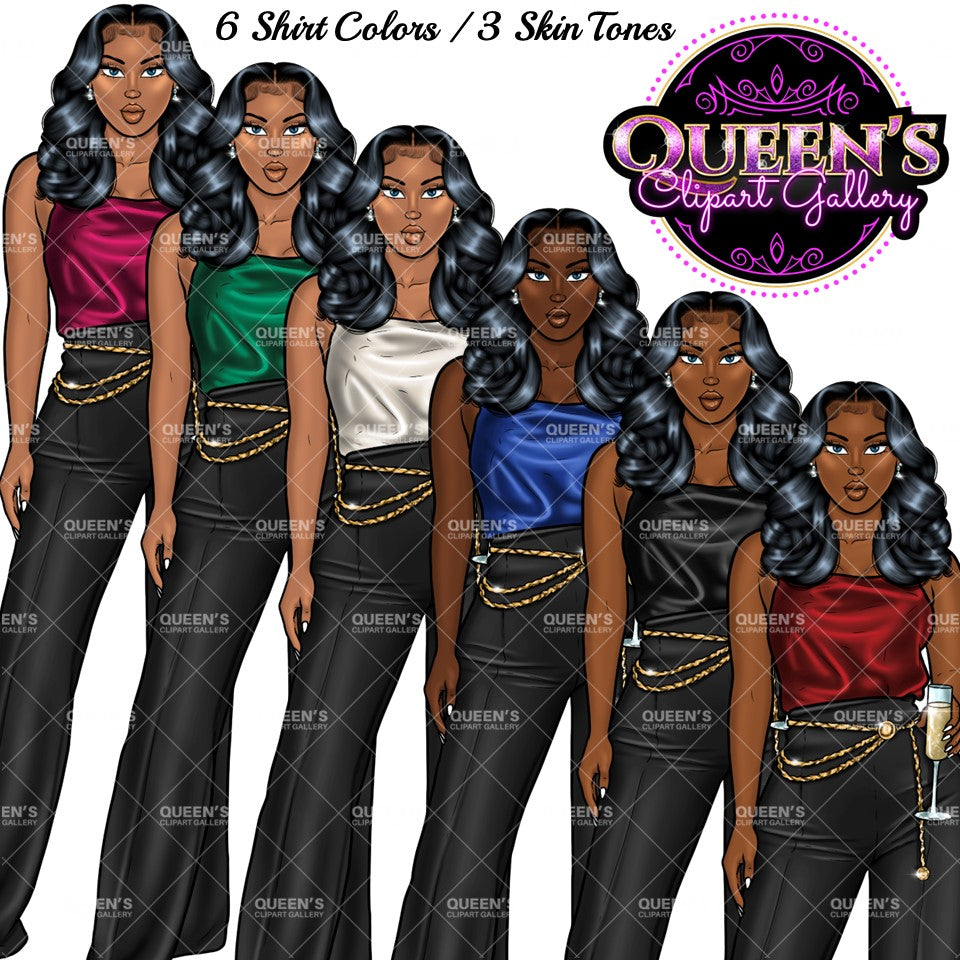 New Year Clipart, Party Clipart, New Years Eve Clipart, New Year, Fashion Clipart, Fashion Lady Clipart, Afro Girl Clipart, Birthday Clipart