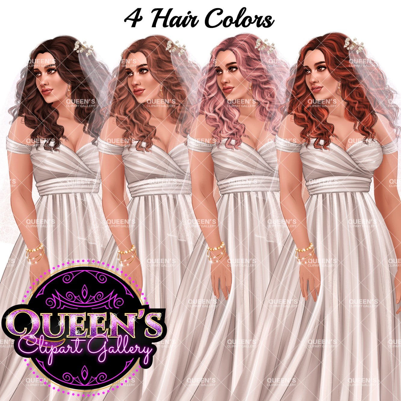 Wedding Clipart, Bride Clipart, Marriage Clipart, Wedding Elements, Fashion Girl, Love Clipart, Wedding Day Clipart, Bridal Gowns Clipart