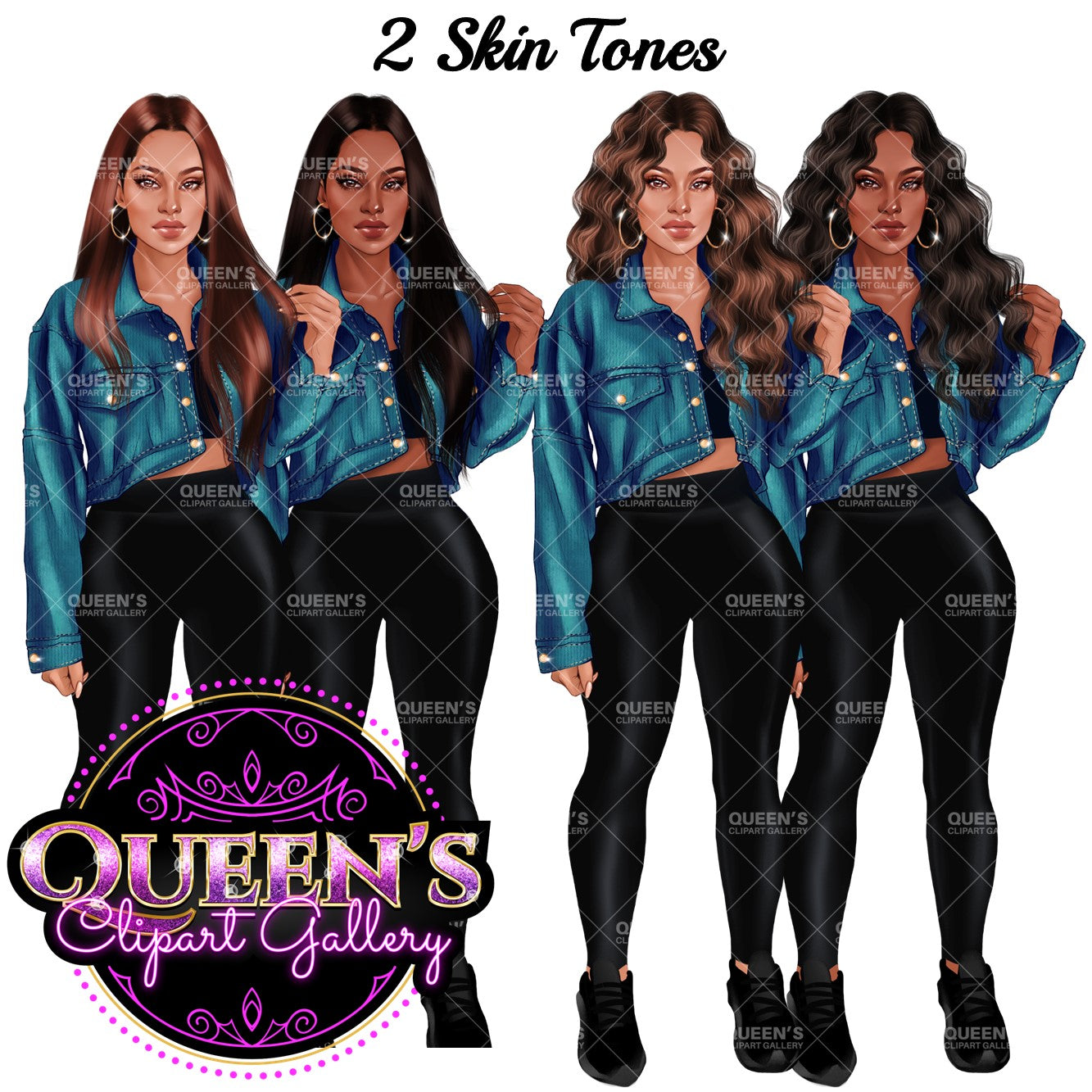 Denim Jeans Girl, Afro Denim jeans girl, Jeans girl clipart, Teenager clipart, Fashion girl clipart, Fashion illustration, Afro girl clipart