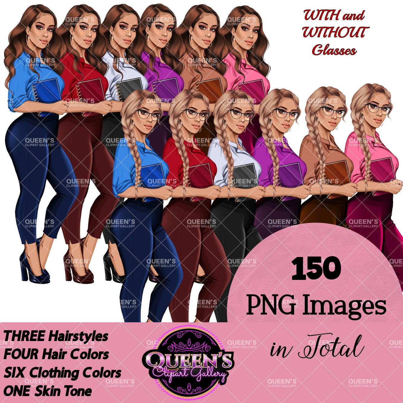 Planner girl clipart, Lady boss clipart, Afro girl clipart, Fashion girl clipart, Teacher clipart, Black girl magic, African American woman