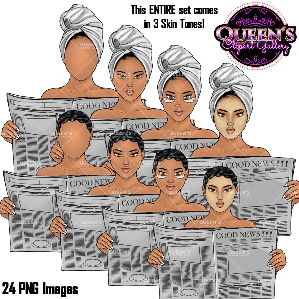 Spa day clipart, Relax at home, Fashion girl clipart, Cozy Clipart, Mindfulness clipart, African American clipart, Cozy girl clipart Calming