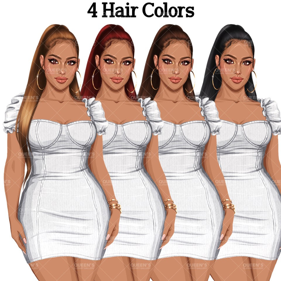 Girl boss, Lady boss, Afro girl clipart, Fashion girl clipart, Fashion illustration clipart, Curvy girl, Woman in dress, African American woman