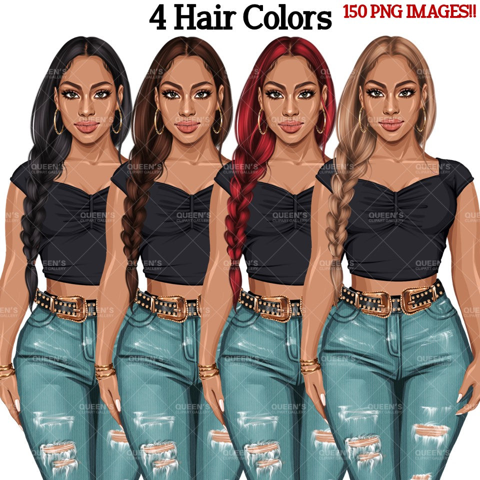 Afro Denim jeans girl, Jeans girl clipart, Woman clipart, Fashion girl clipart, Fashion illustration, Afro girl clipart, Denim Girl Clipart